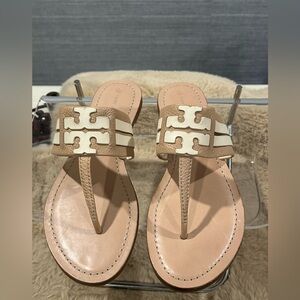 Tory Burch Brown and Cream Sandals